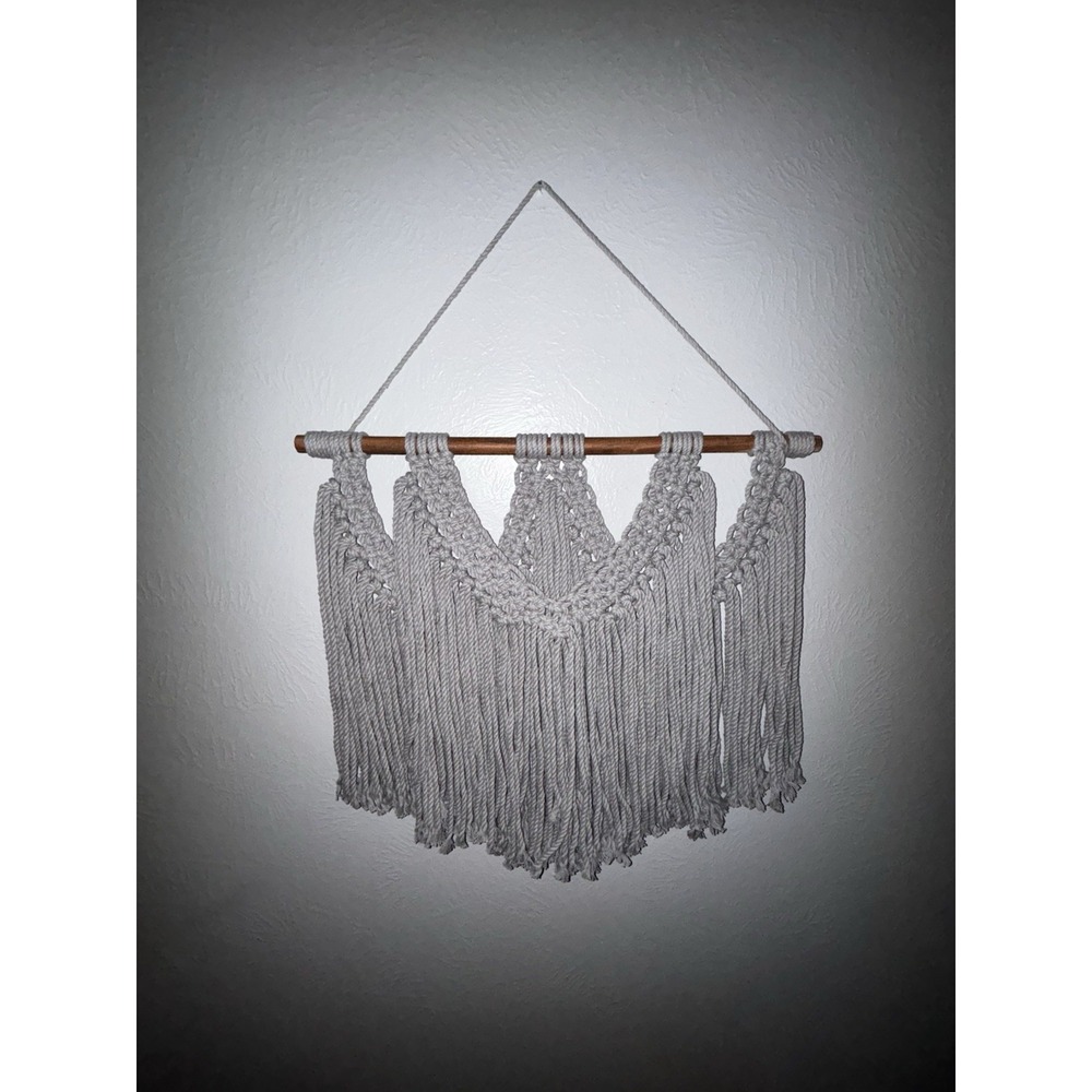 Gray Macrame Wall Hanging Woven Wall Art Boho